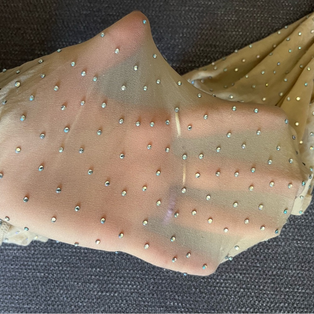 Sheer Tan Polka Dot Fabric